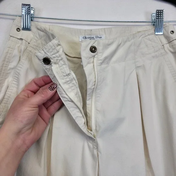 Christian Dior Actifs Pants Women 6 Beige Tapered Pleated High Waisted Old Money - Picture 9 of 16
